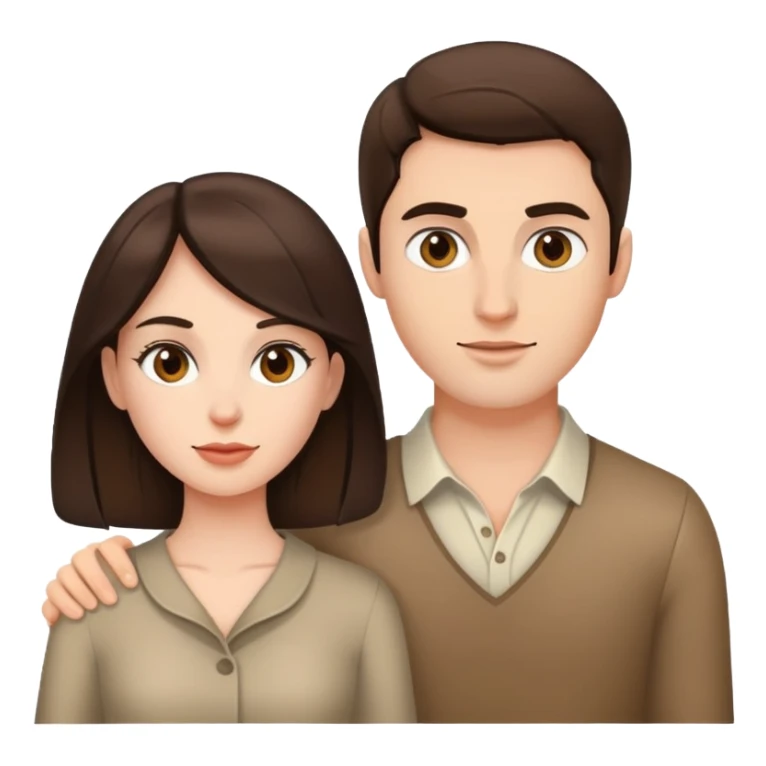 A brunette woman with a brunette man sticker