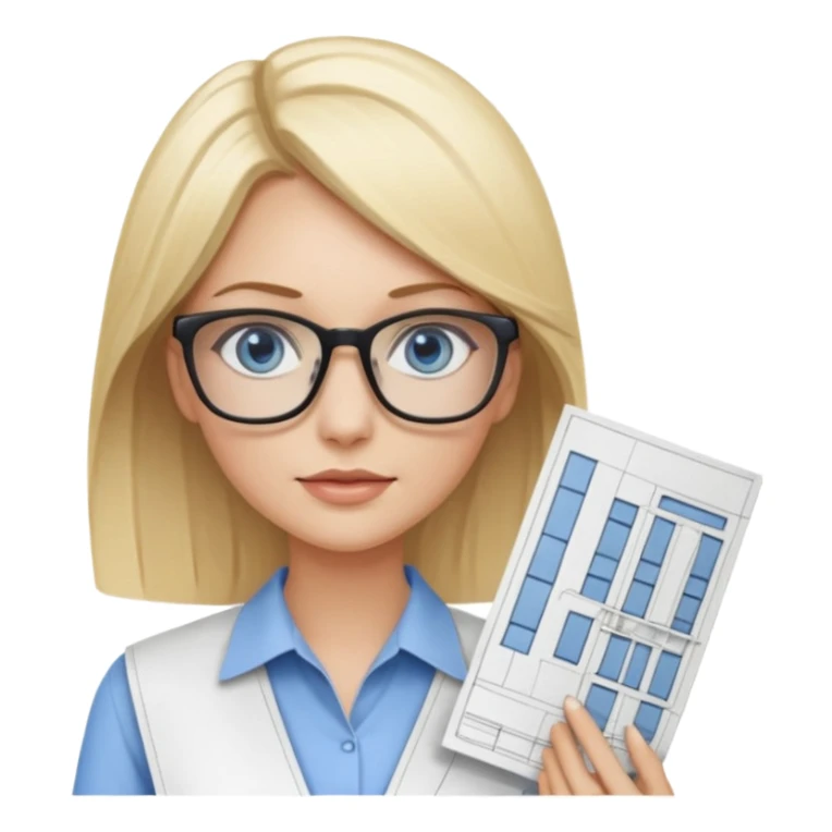 Blonde avec yeux bleus qui est architecte , cheveux lisses sticker