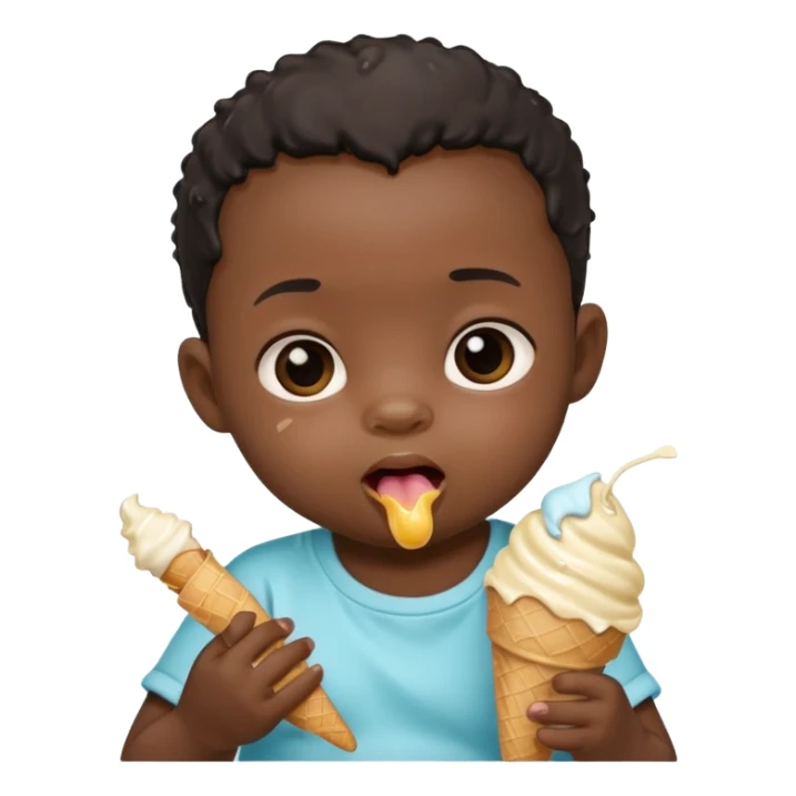 black newborn baby sitting eating ice cream sticker