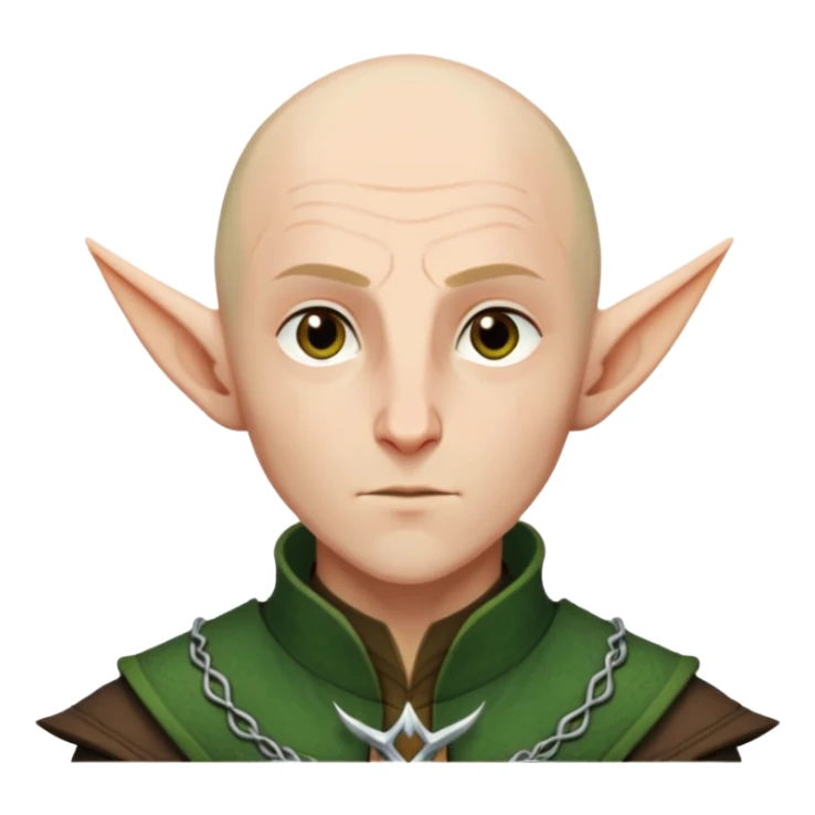 Solas from Dragon Age with bald head and pointed elf ears sticker