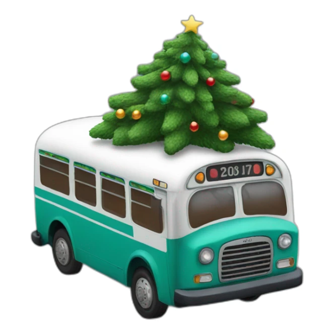  bus with a Christmas tree on the roof sticker