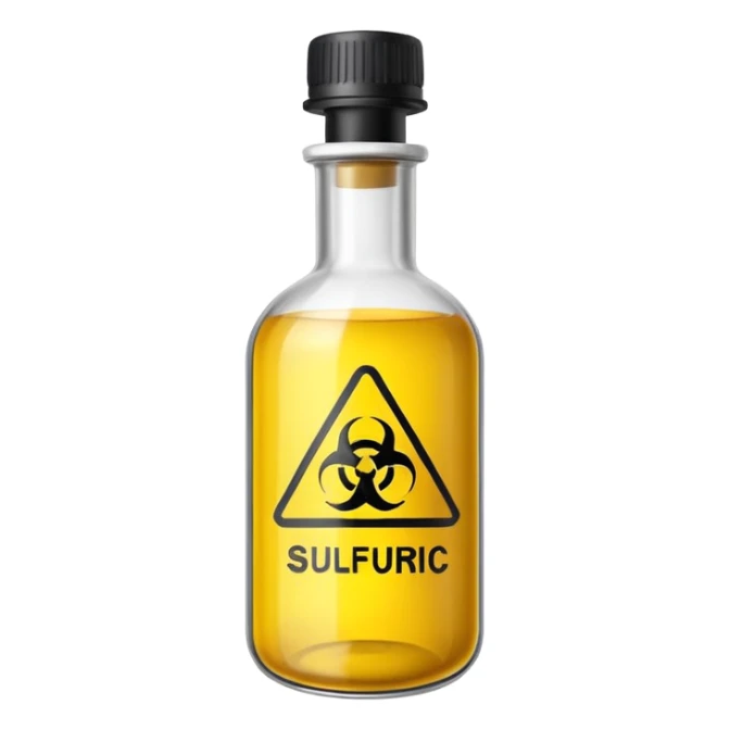 sulfuric acid, hazard sign on the bottle sticker