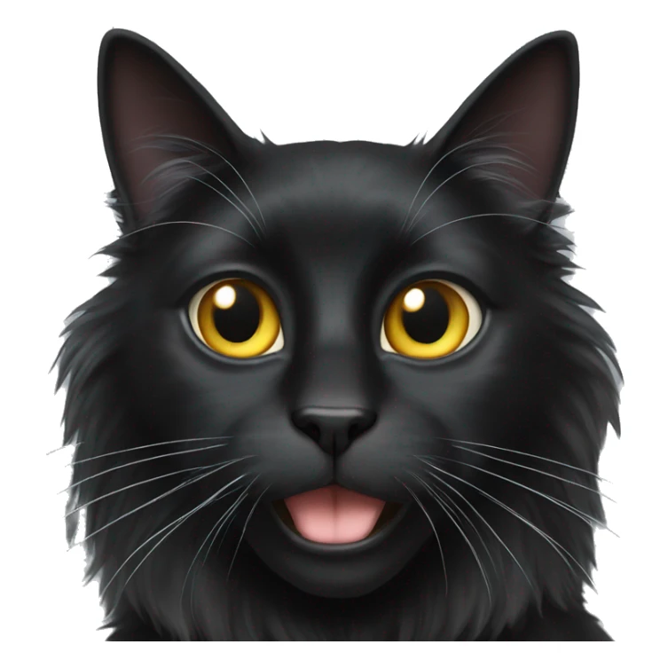 black cat domestic long-haired with white spot on the mouth sticker