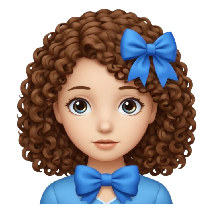 girl with curly hair blue bow sticker