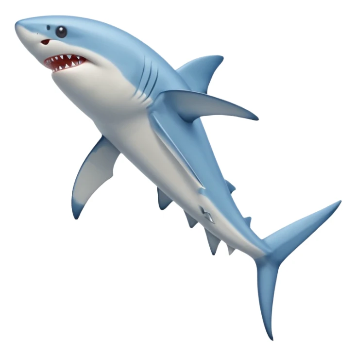 Un tiburón azul parado en dos pata con unas nike azul clarito sticker