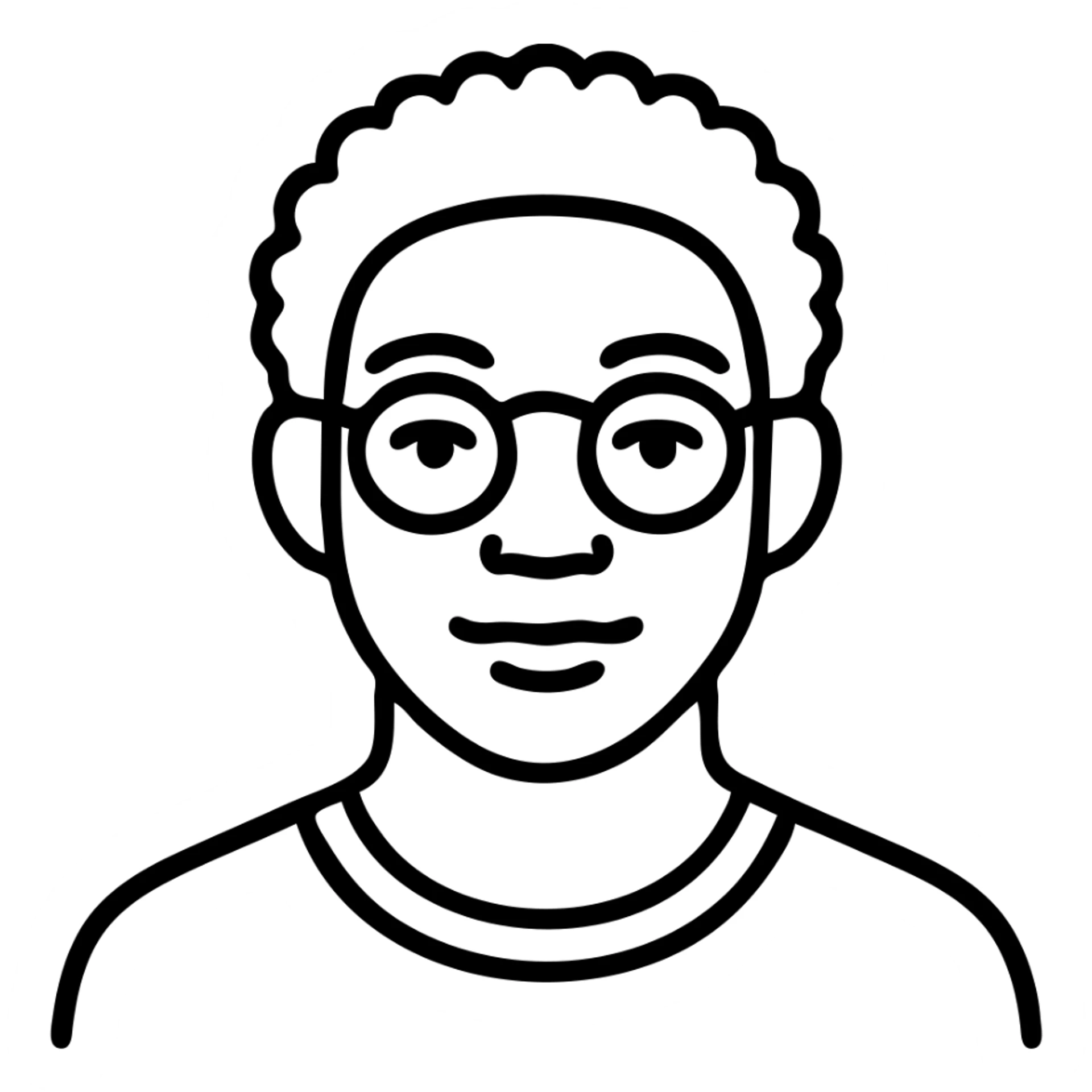 Make the Black person look younger while keeping the hand drawn outline style with no fill and no background. sticker