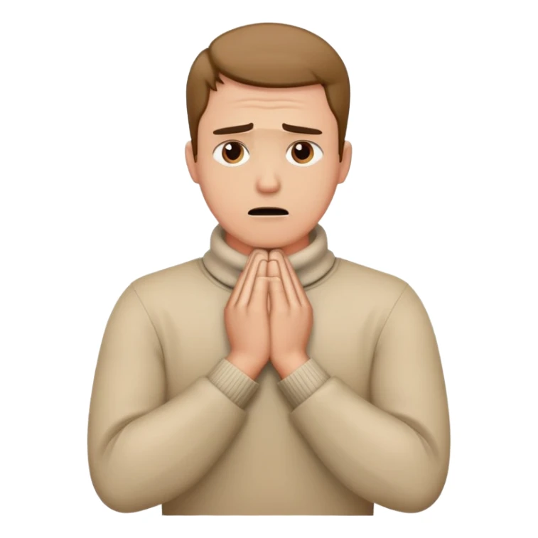 Man with his hands crossed holding his neck with a frustrated face  sticker