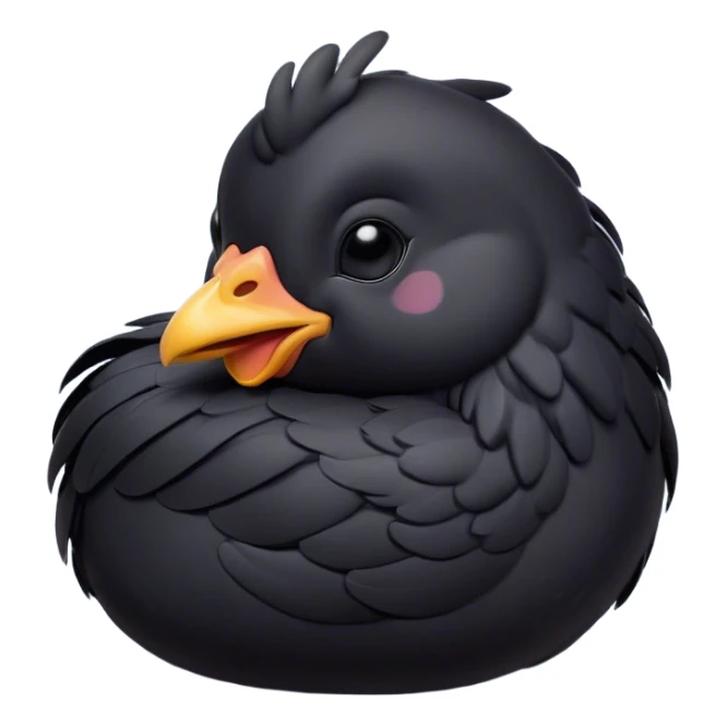 Meme-Worthy Cute Sleeping Black Chicken Portrait Emoji, Head resting peacefully with a contented smile, showcasing a delightfully compact build and a luxuriously soft black plumage, eyes shut in a serene, restful nap, Simplified yet hilariously adorable features, highly detailed, glowing with a soft, drowsy light, high shine, relaxed and utterly lovable, stylized with an air of playful laziness, bright and heartwarming, soft glowing outline, capturing the essence of a comically sleepy chicken, so meme-worthy it feels like it could instantly become the next viral sensation of adorable slumber! sticker