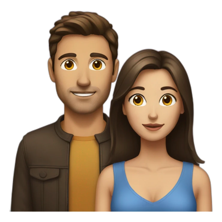 A brunette woman with an brunette man  sticker