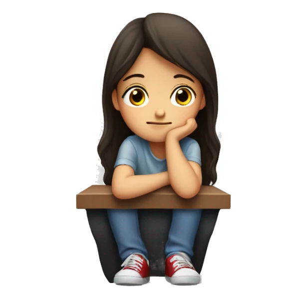 sad brunette, ￼girl sitting in the corner sticker
