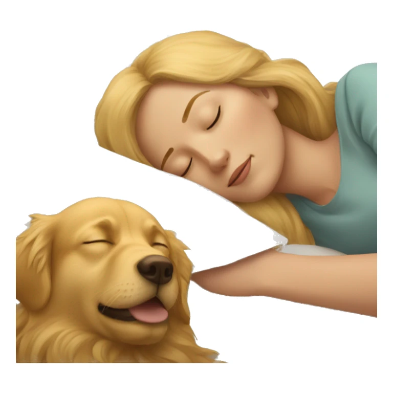 woman asleep with golden retriever  sticker