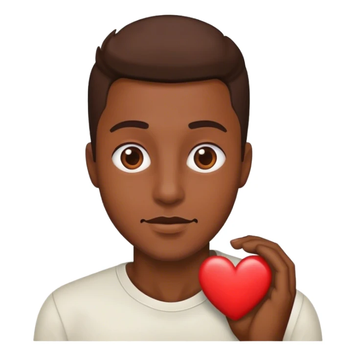 man showing heart sticker