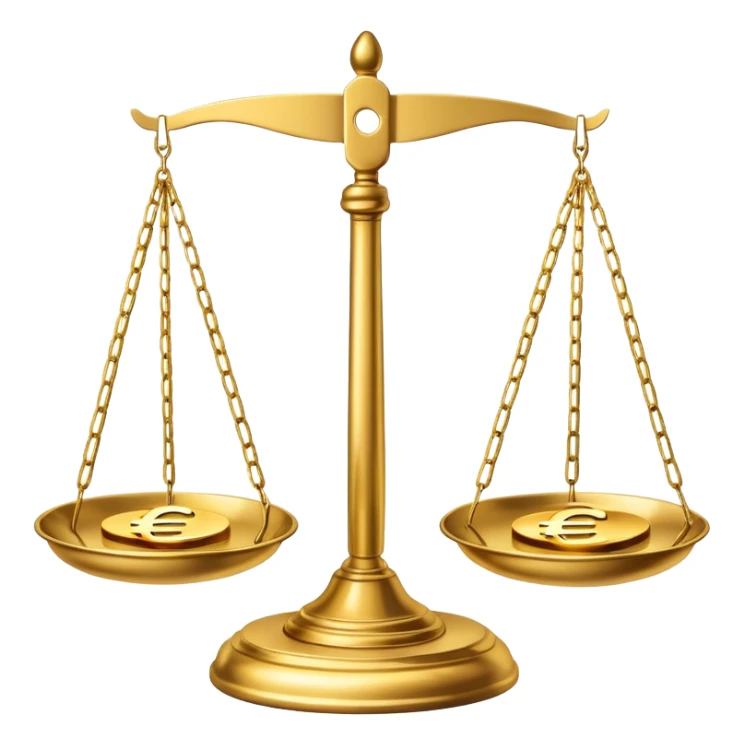 balance scale with euro symbols in both plates sticker