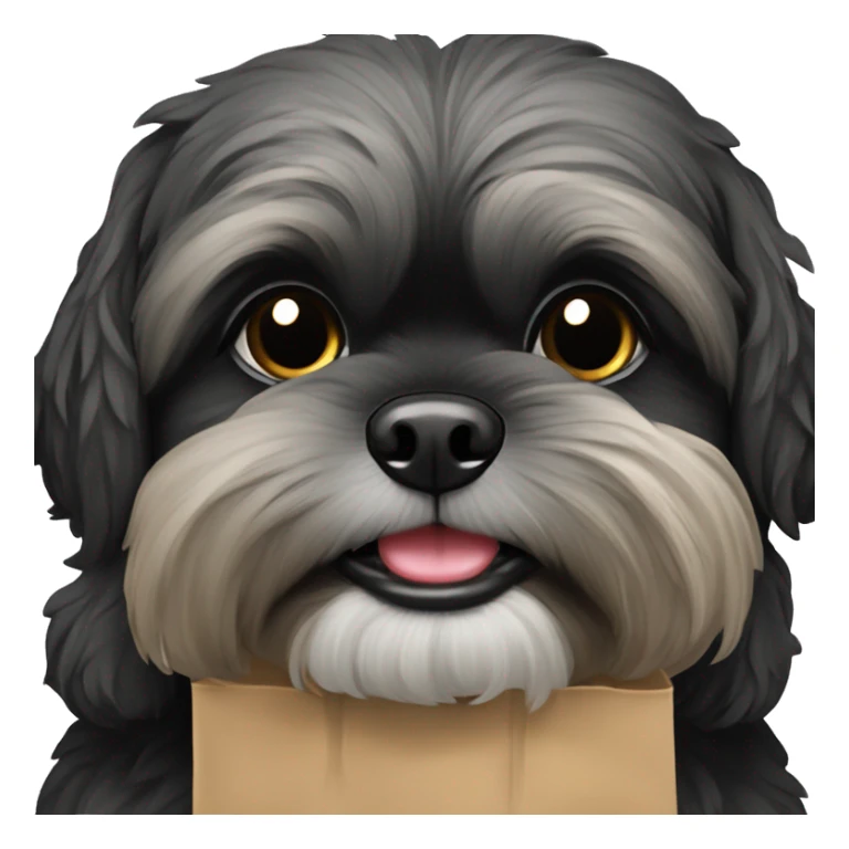 Black shih tu with paper bag in mouth sticker