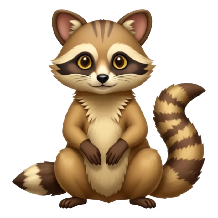 Colorful exotic shiny beautiful elegant fantasy-Cacomistle-tanuki-genet-oncilla-animal-hybrid (full body) sticker