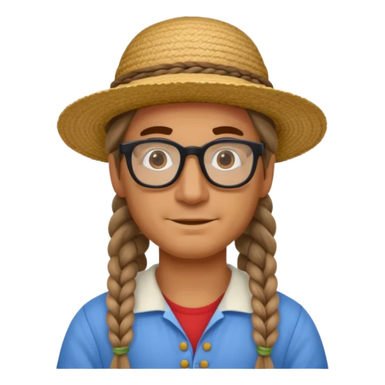 venice gondolier with long braided hair, iconic hat, normal glassess  sticker