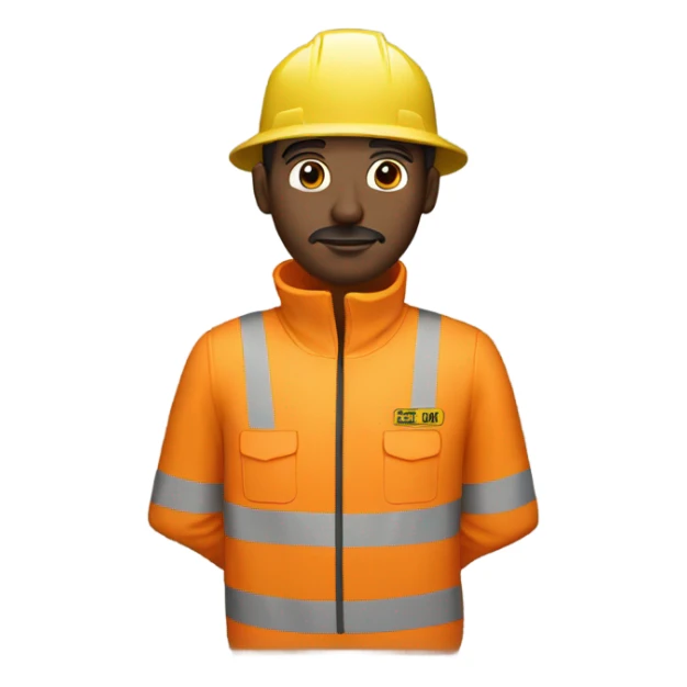 man wearing orange hi visibility overalls  sticker