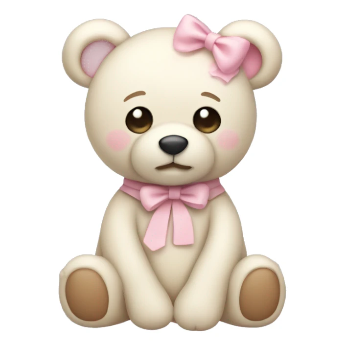 Cream colored teddy bear with pastel pink on top of head sticker
