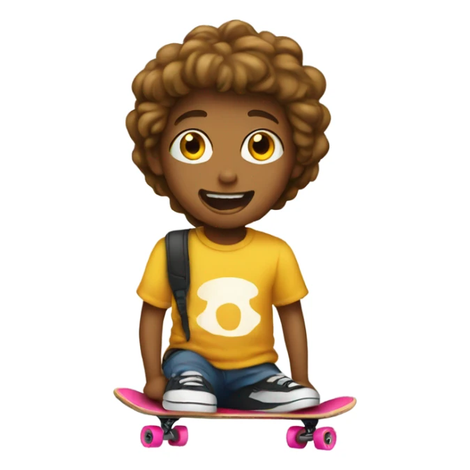 Skateboard emoji with a kid on it sticker