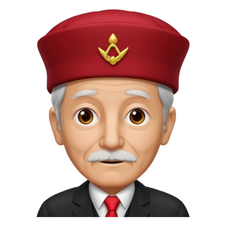 black suited old man with red fes hat sticker