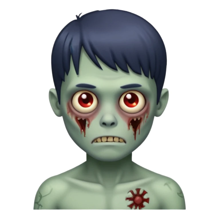 Menino de cabelo liso com franja zumbi sem camisa  sticker
