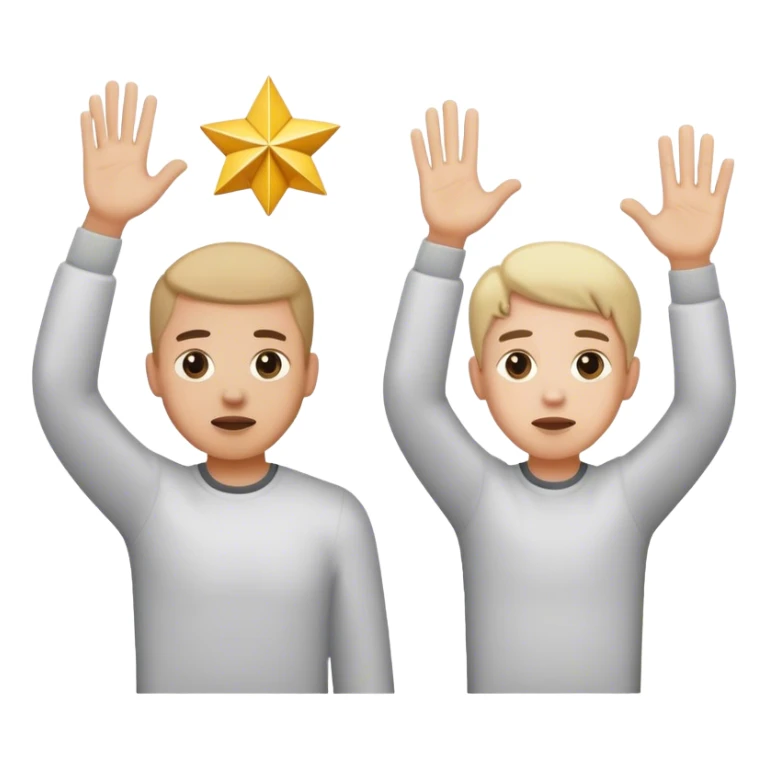 A person raising their hands in refusal while someone else offers a gift sticker