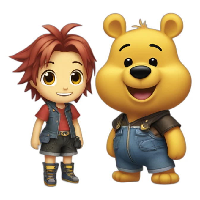 winnie the pooh meets sora from kingdom hearts sticker