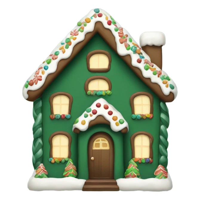 Cosy dark green gingerbread house  sticker