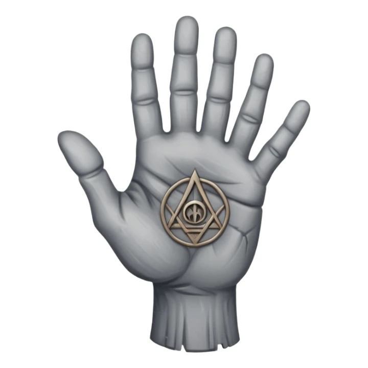 grey hand with an occult symbol on the palm sticker