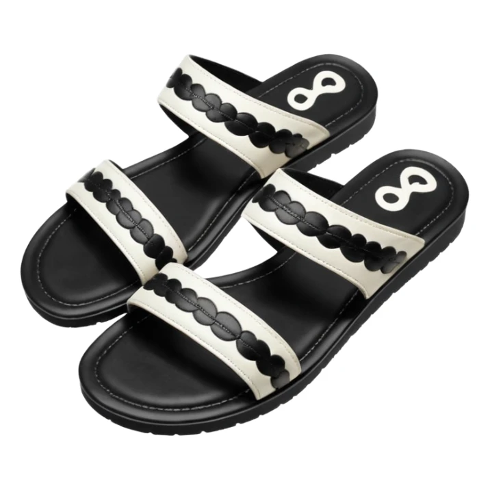 Channel black and white Lambskin Printed CC Sandals sticker