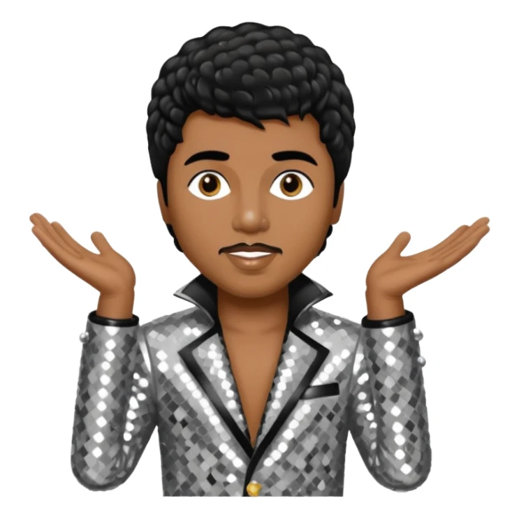 Little Richard with black hair, silver sequin outfit sticker