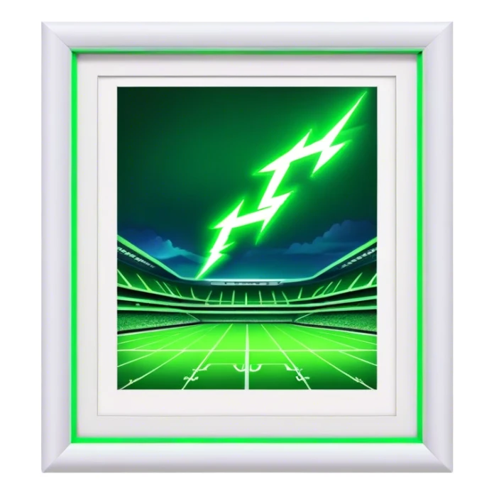 Cinematic realistic 3d neon green lightning above the stadium sticker
