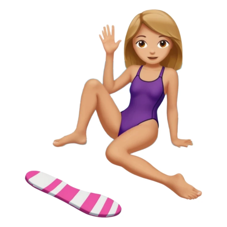 Draw a girl in a swimsuit who shows her foot sticker