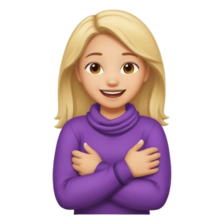 Girl crossing arms holding neck laughing sticker