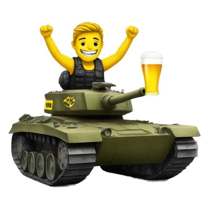 Bvb dortmund fan riding on a tank with a beer. sticker
