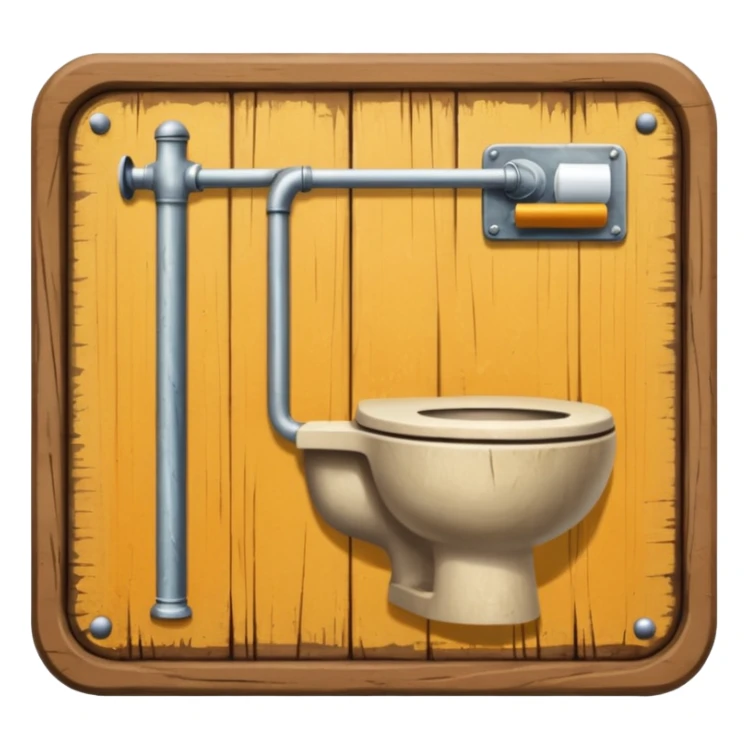 Wooden sign, toilet sticker