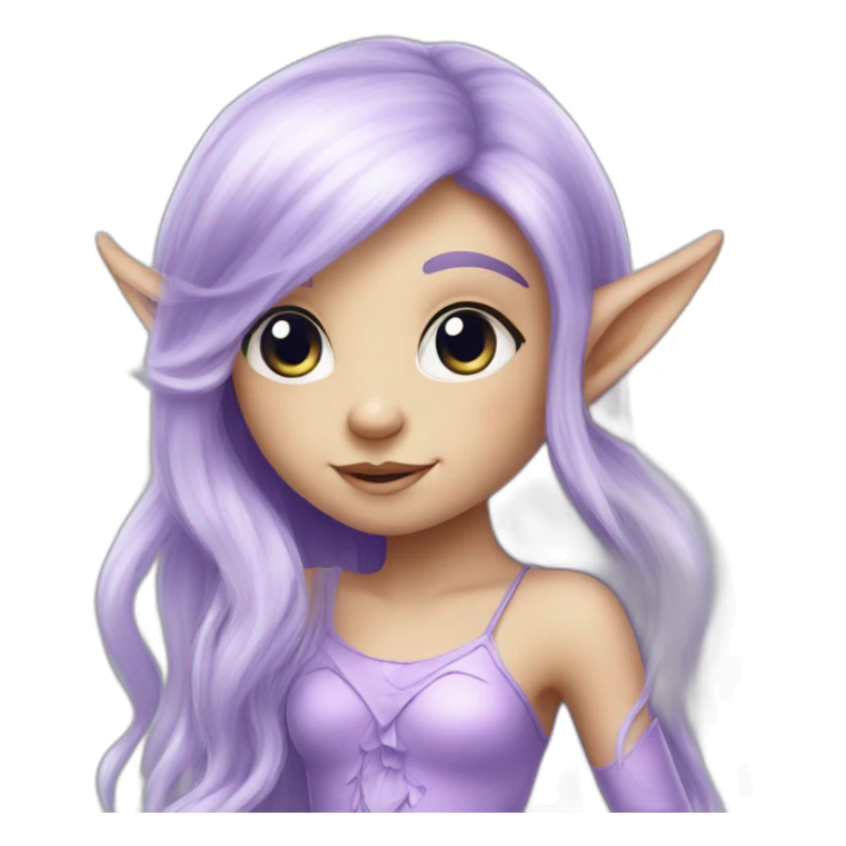 cute lilac elf fairy with long hair sticker