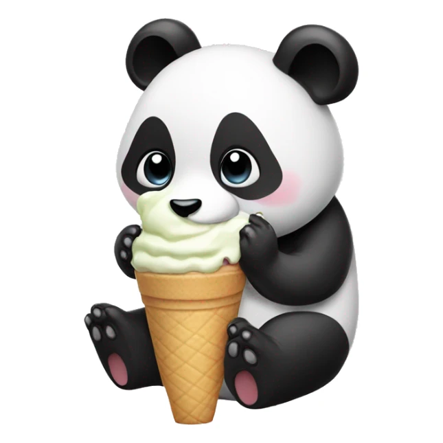 Panda eating ice cream sticker