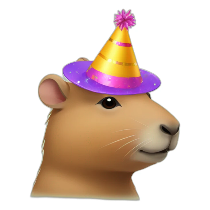 capybara with an party hat on its head sticker
