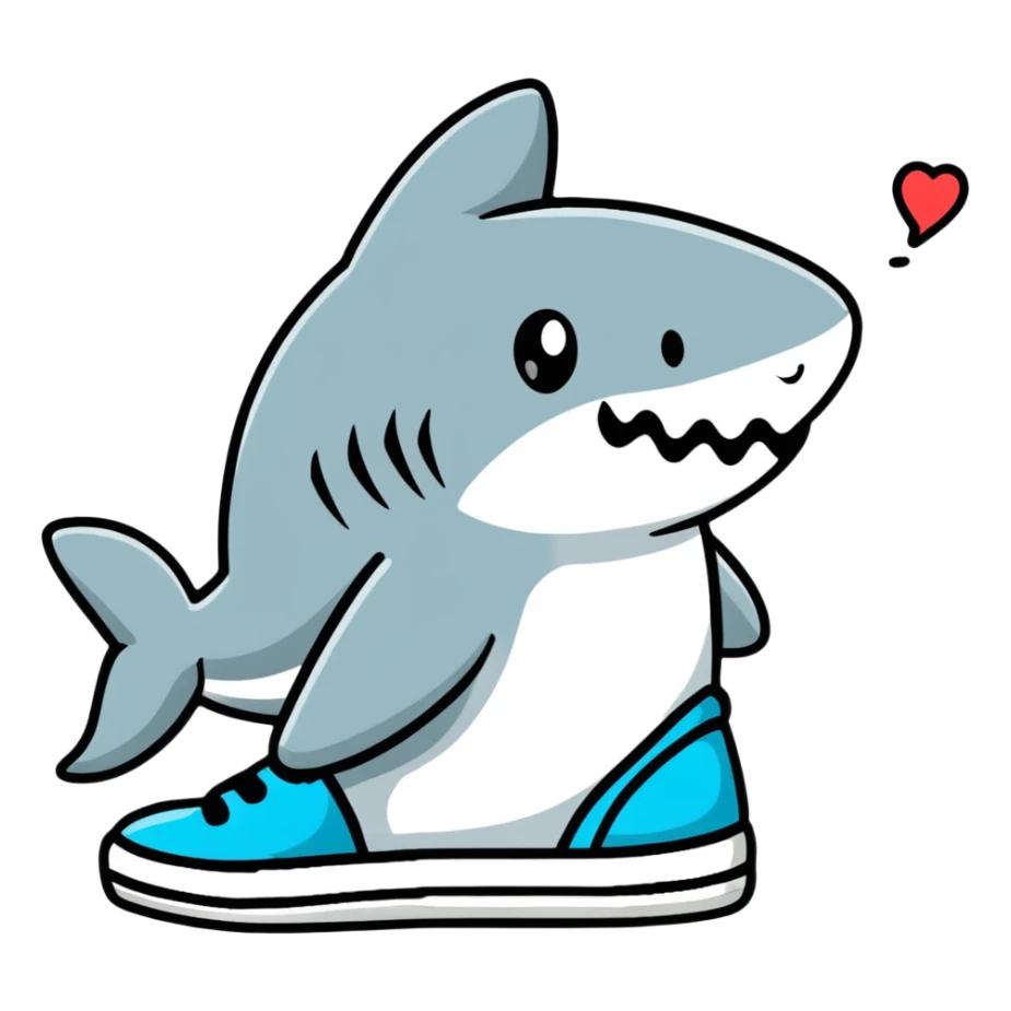 shark wearing sneakers, playful sticker