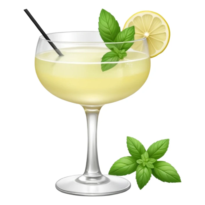 French 75 cocktail with subtle elderflower color and mint and basil garnishes sticker