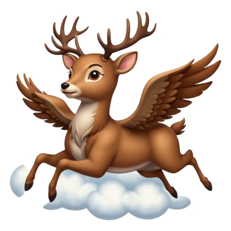 Make a 10 point deer with wings and its flying on a cloud and it is going crazy sticker