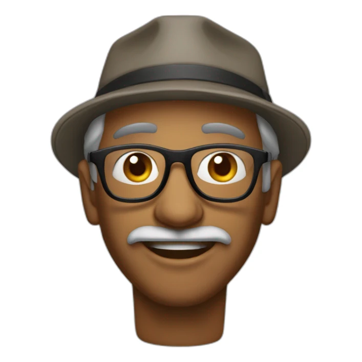 Hombre 60 años con pelo negro gafas i gorra sticker