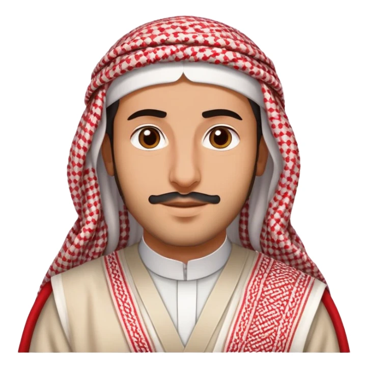 Saudi man wearing red and white shemagh and traditional thobe, friendly expression sticker