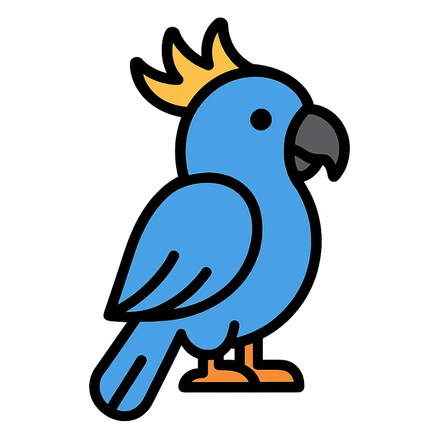 blue cockatoo icon, clean, simple, modern, suitable for app or web use sticker