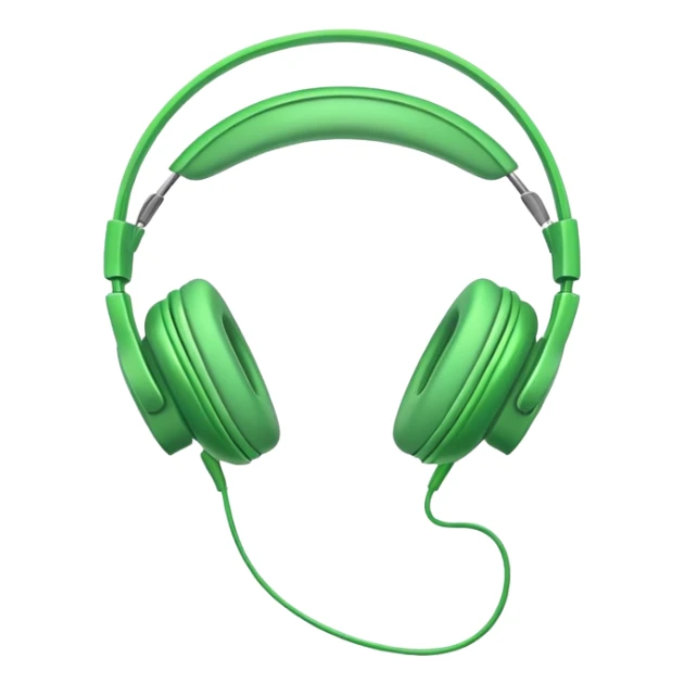simple green headphones with one cord running down off the bottom edge sticker