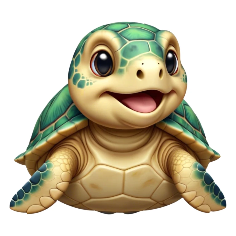 Cinematic Cute Yawning Sea Turtle Portrait Emoji, Head tilted slightly with a dramatic, wide-open yawn, showcasing a stately, patterned shell and a smooth, aged body with sleepy, half-closed eyes, Simplified yet irresistibly adorable features, highly detailed, glowing with a soft, cozy oceanic glow, high shine, relaxed yet expressive, stylized with a dash of whimsical marine charm, soft glowing outline, capturing the essence of a drowsy yet affectionate sea turtle that appears ready to stretch out for a nap! sticker
