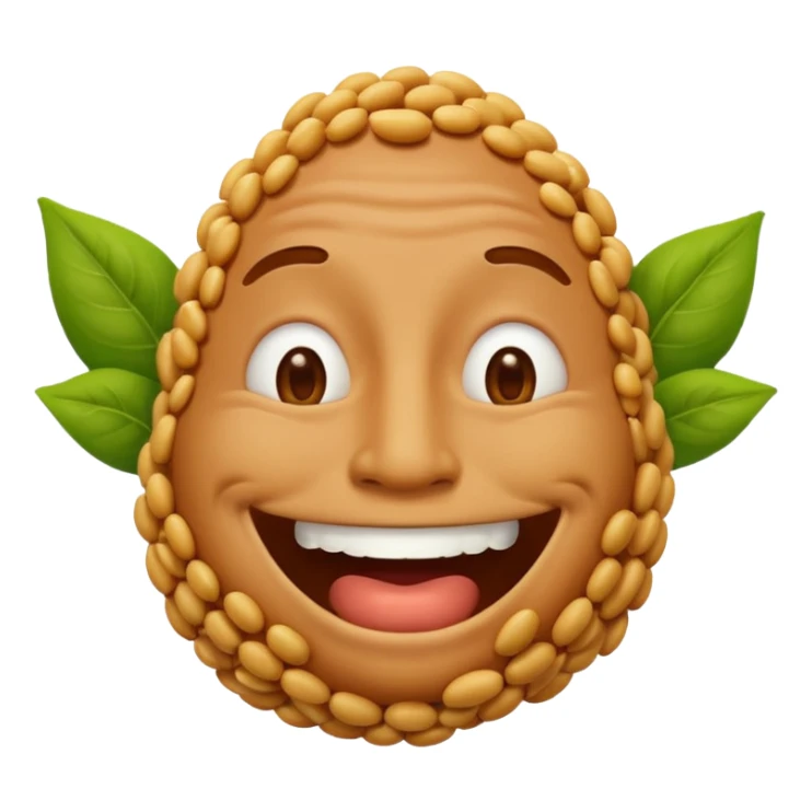 soybean man emoji, covering mouth and laughing sticker
