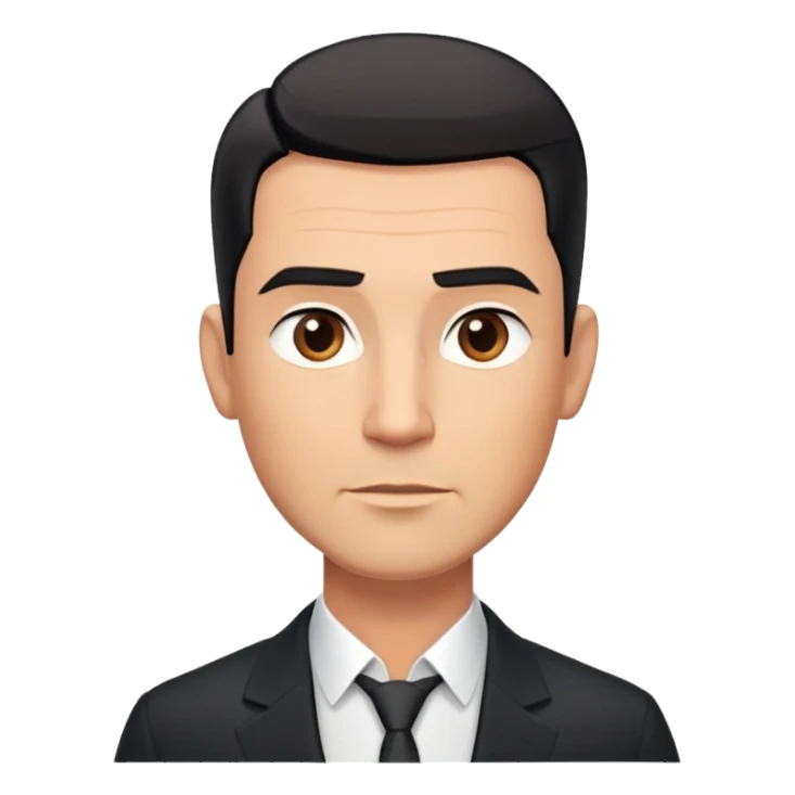 Good-looking robust man in his mid-40s with light brown skin tone, short slicked back straight black hair with fade haircut, strong square face, approachable TV host expression, black blazer left open showing white buttoned shirt sticker