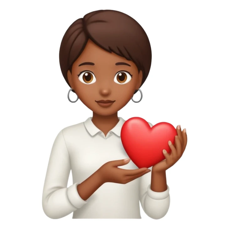 A brown skin girl with a heart in her hand sticker